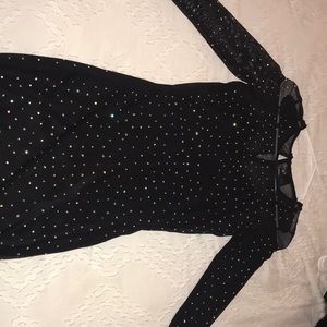 Black cocktail dress with rhinestones all over